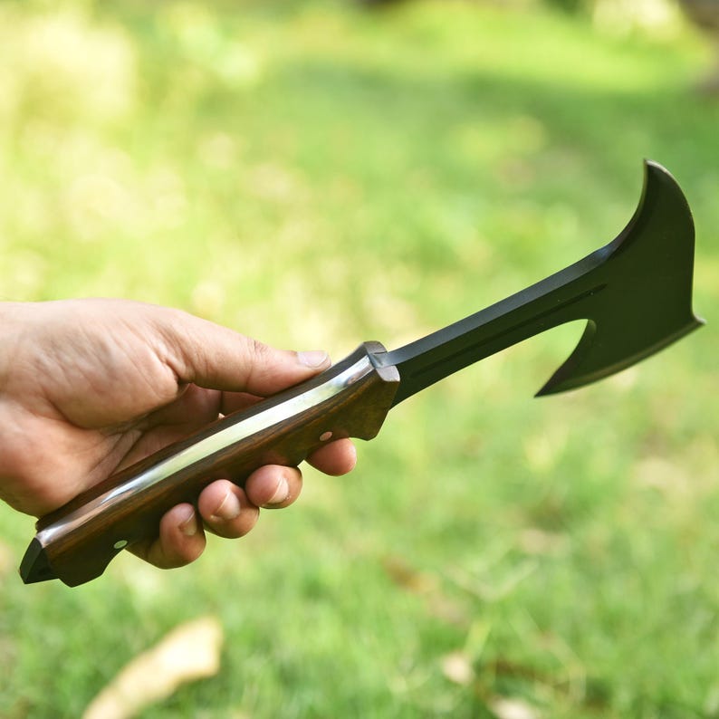 Handmade Carbon Steel Hatchet With Rosewood Handle & Leather Sheath | DRSKNIVES HUB