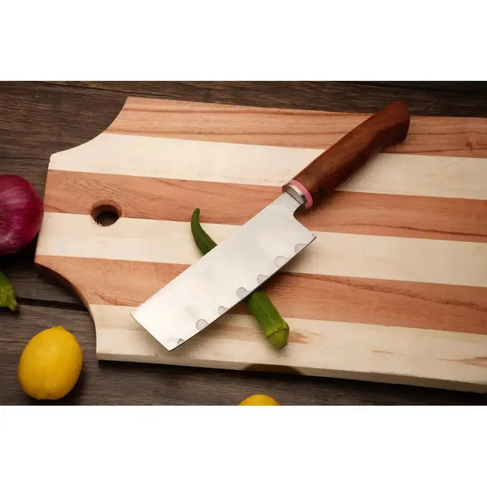High-quality kitchen set Custom Handmade Stainless Steel 5Pcs Set Wood Handle  With Leather Cover|| Drs Knives Hub
