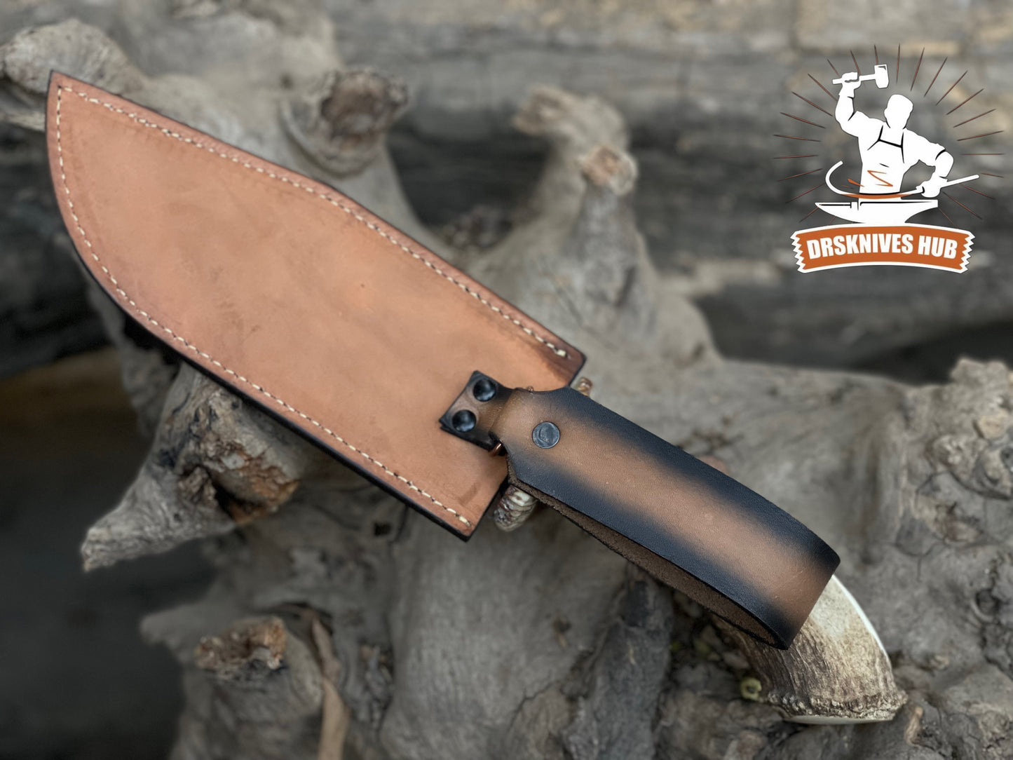 Carbon Steel Bowie Knife 12.5" – Black Powder Coated Stag Horn | DRSKNIVES HUB