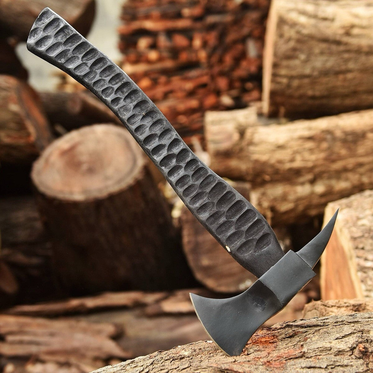 Hand-Forged Carbon Steel Viking Axe – with Spike Head for Outdoor Camping & Throwing –with Leather Sheath USA | DRSKNIVES HUB 