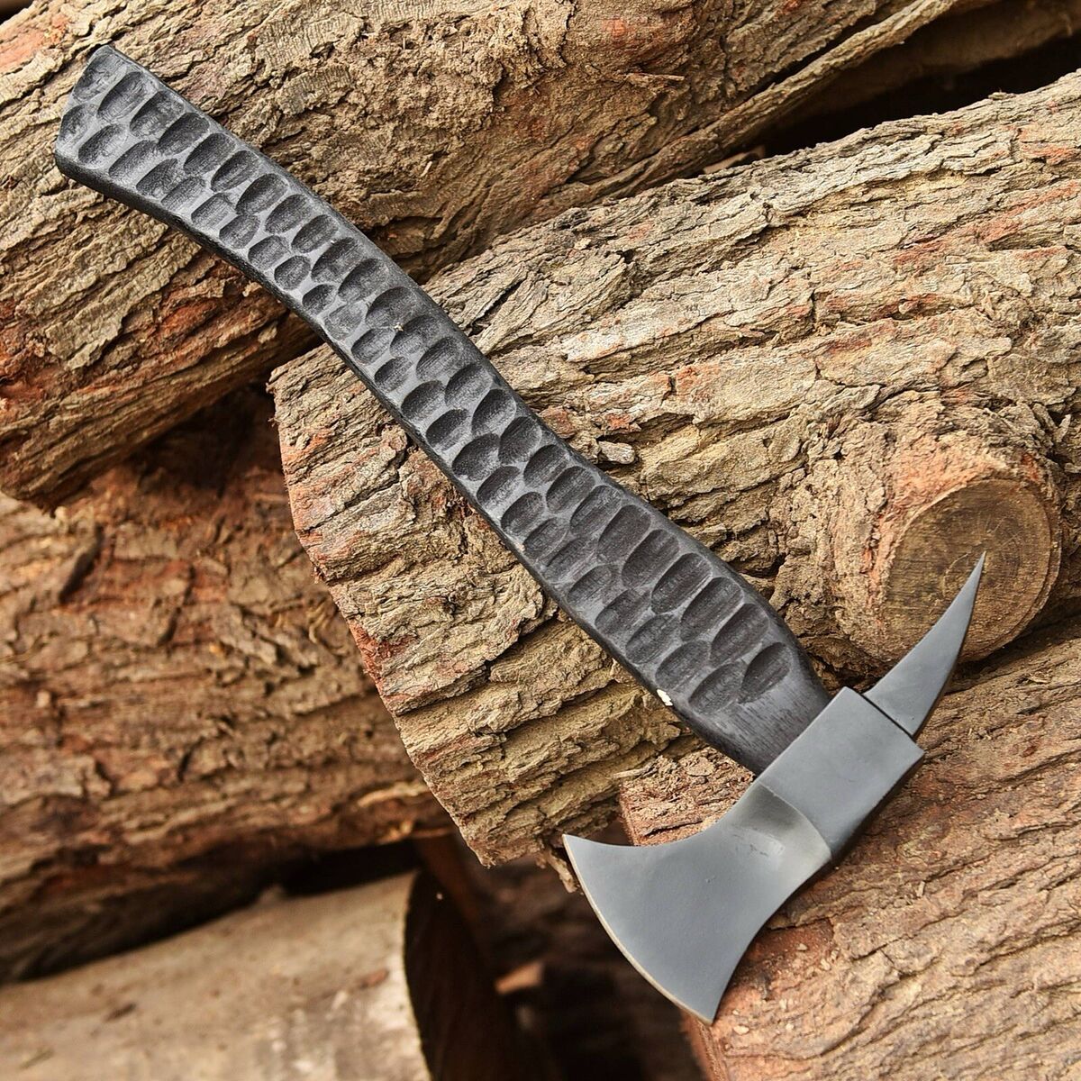 Hand-Forged Carbon Steel Viking Axe – with Spike Head for Outdoor Camping & Throwing –with Leather Sheath USA | DRSKNIVES HUB 