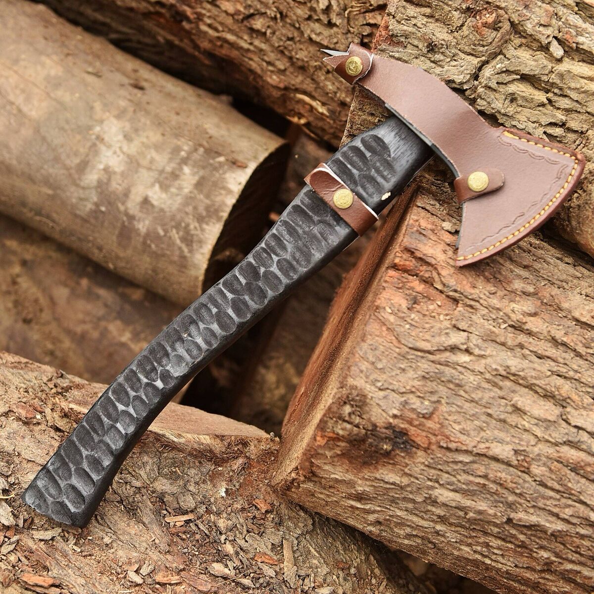 Hand-Forged Carbon Steel Viking Axe – with Spike Head for Outdoor Camping & Throwing –with Leather Sheath USA | DRSKNIVES HUB 