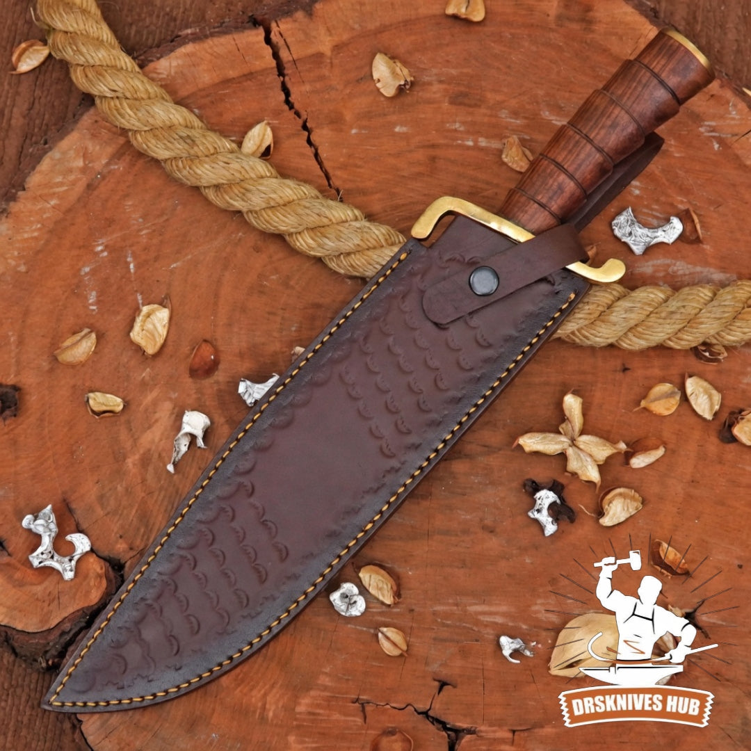  Camping Knife 17" – Wood Handle Leather Sheath