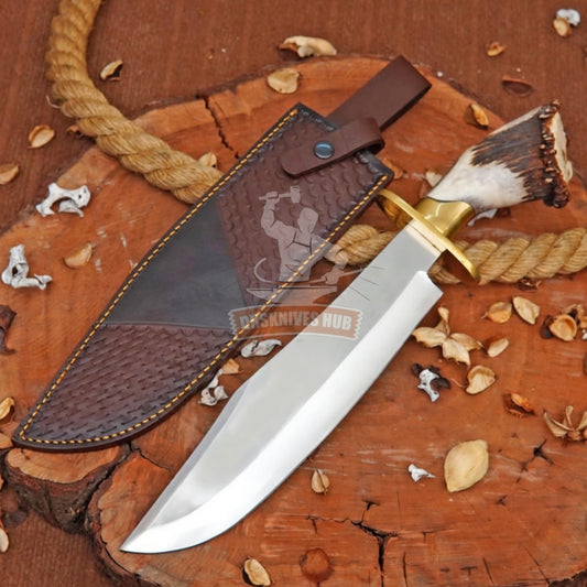 J2 Steel Bowie Knife 18" – Real Stag Horn Handle