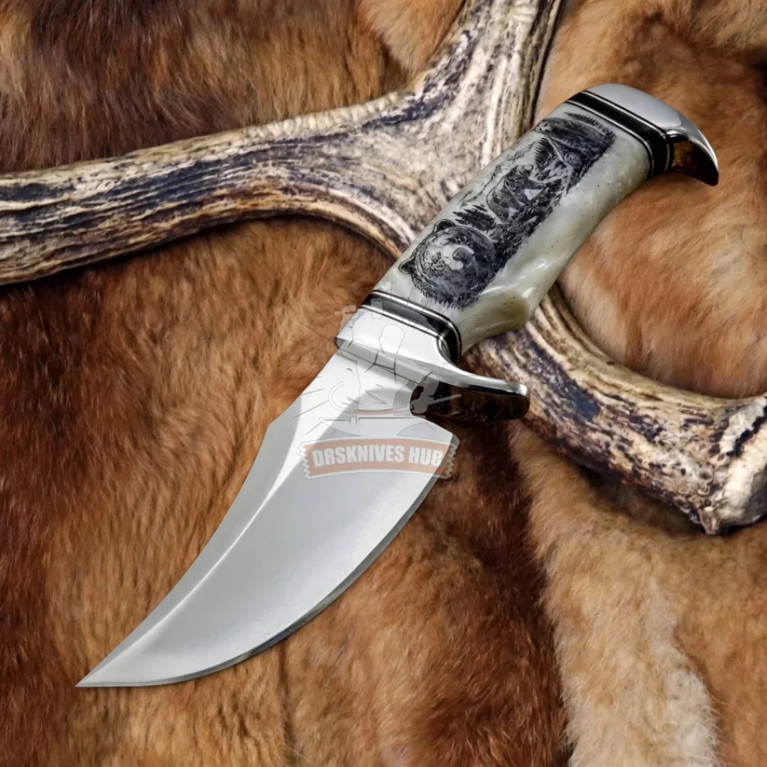 Kodiak Sentinel Knife |  Custom Made - Carbon Steel Blade Hunting Knife - DRSKNIVES HUB