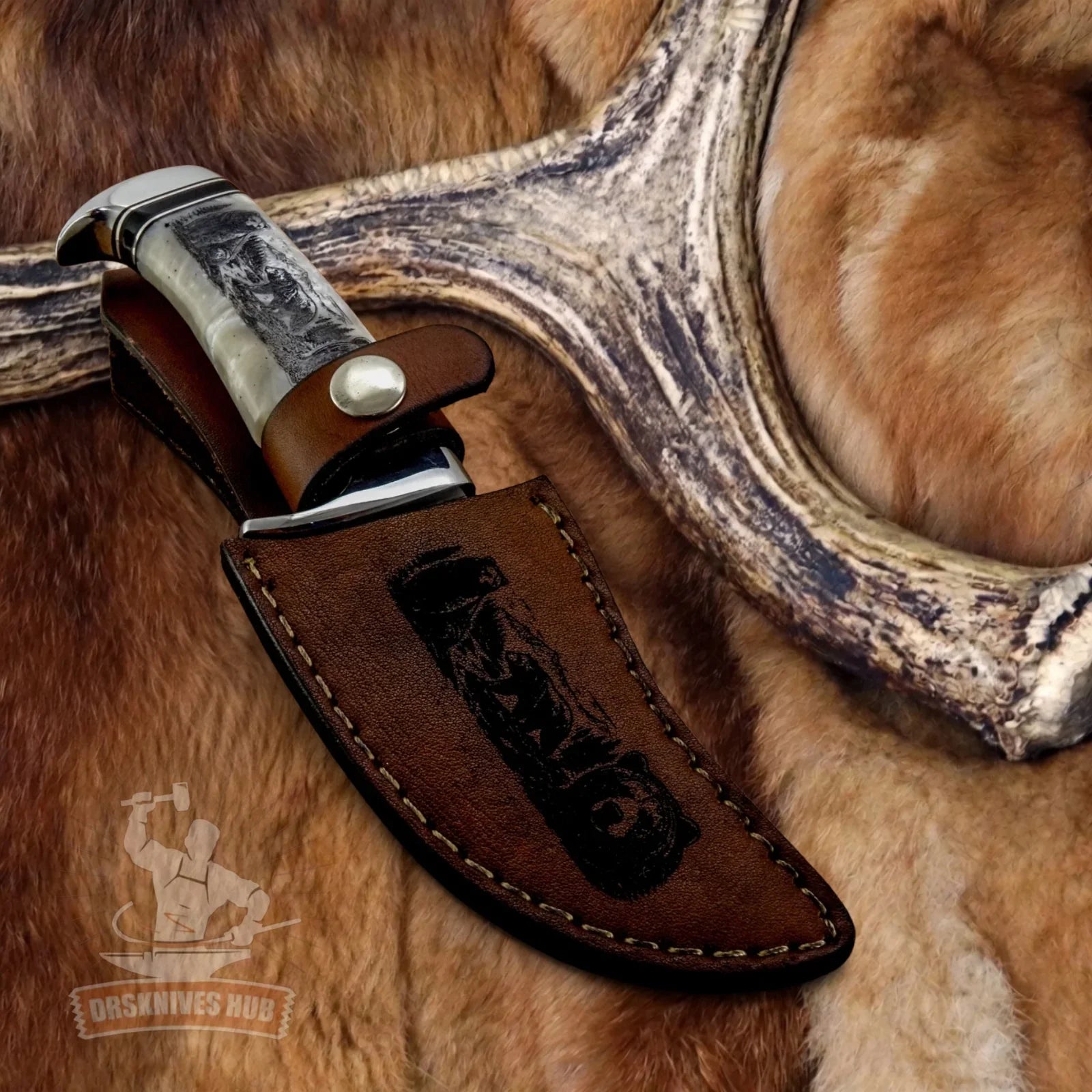 Kodiak Sentinel Knife |  Custom Made - Carbon Steel Blade Hunting Knife - DRSKNIVES HUB