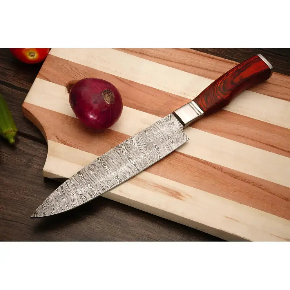 Chef tools kit Custom Handmade Damascus Steel Chef Set With Leather Cover || Drs Knives Hub