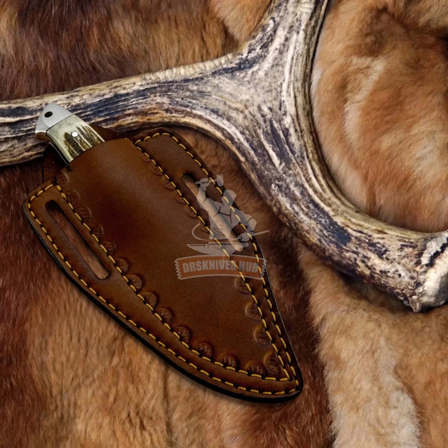 Mercia Hunter- Custom Skinning Gut Hook Knife Antler Handle By DRSKNIVES HUB