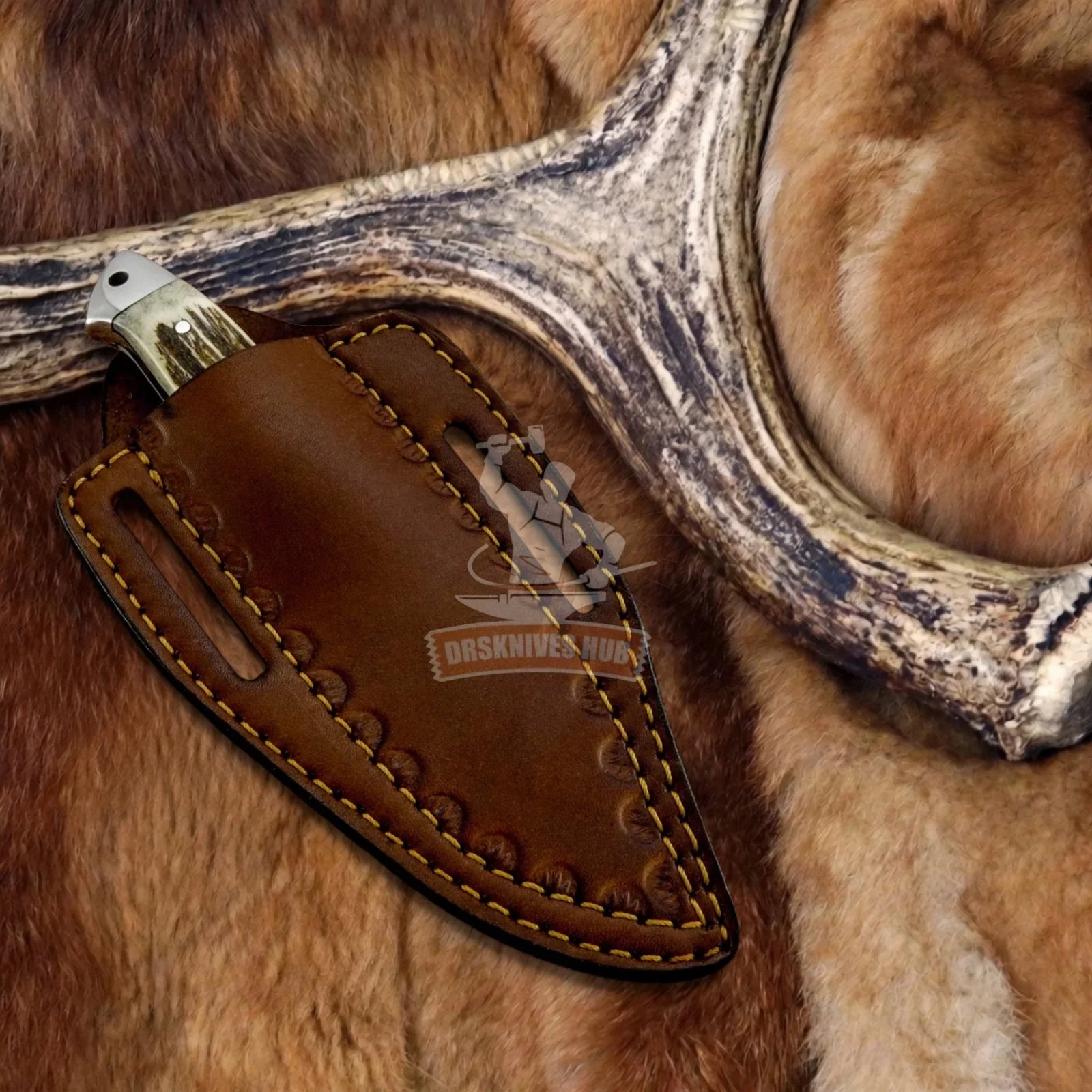 Mercia Hunter- Custom Skinning Gut Hook Knife Antler Handle By DRSKNIVES HUB