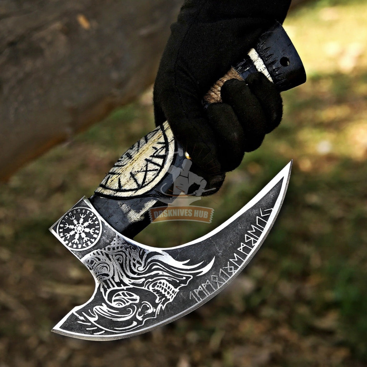 Handcrafted Rustic Pizza Cutter Axe With Leather Sheath Cover 