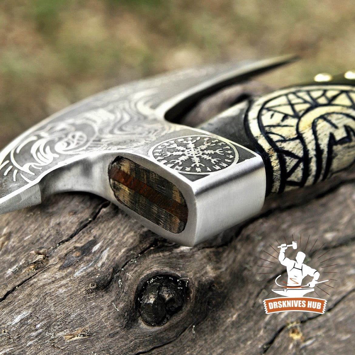 Handcrafted Rustic Pizza Cutter Axe With Leather Sheath Cover 