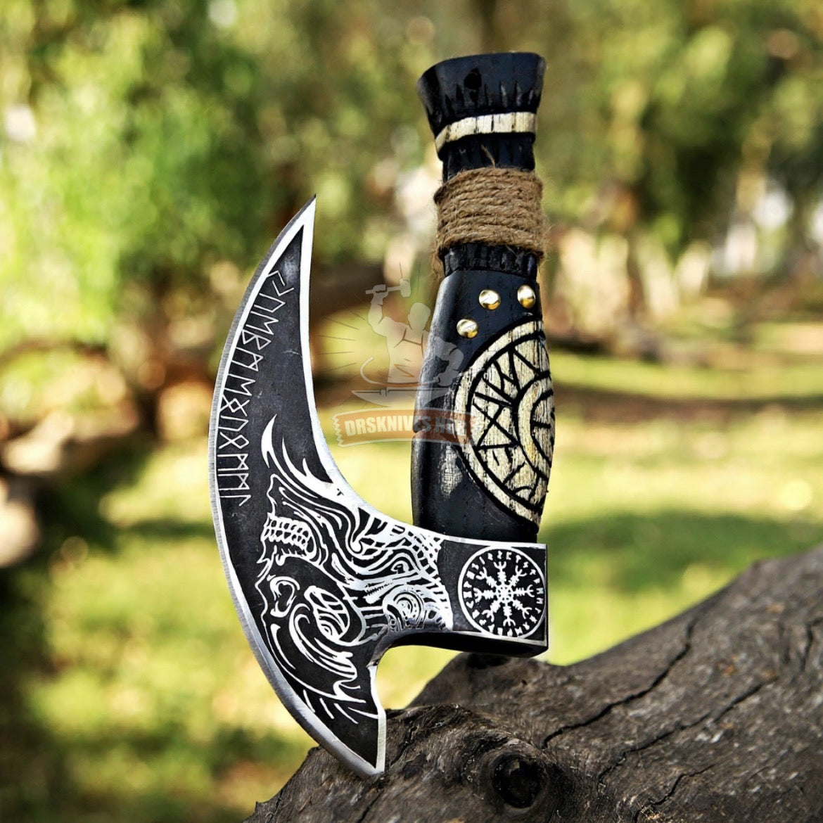 Handcrafted Rustic Pizza Cutter Axe With Leather Sheath Cover 