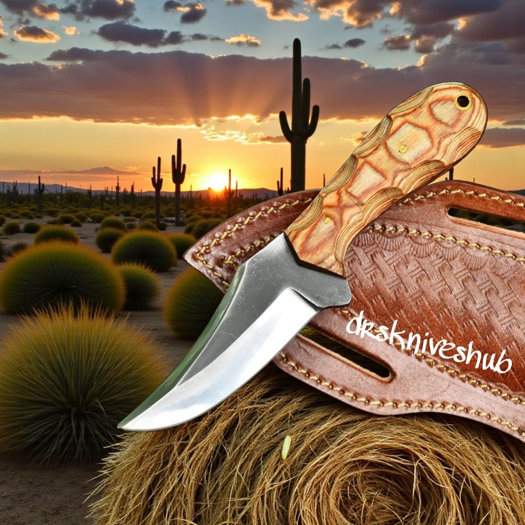 Personalized Skinning Knife for Rancher With Leather Sheath