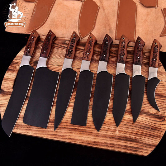 Custom Handmade Forged Carbon Steel Chef Knife Set – Premium Kitchen Knife Collection | DRSKNIVES HUB