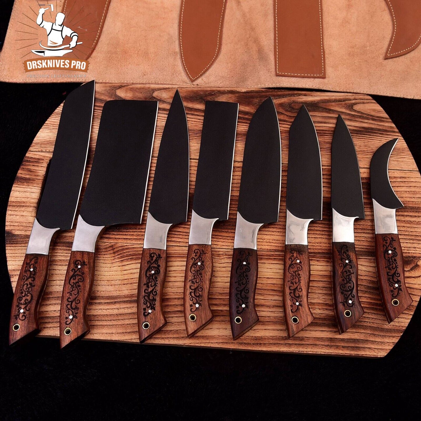 Custom Handmade Forged Carbon Steel Chef Knife Set – Premium Kitchen Knife Collection | DRSKNIVES HUB