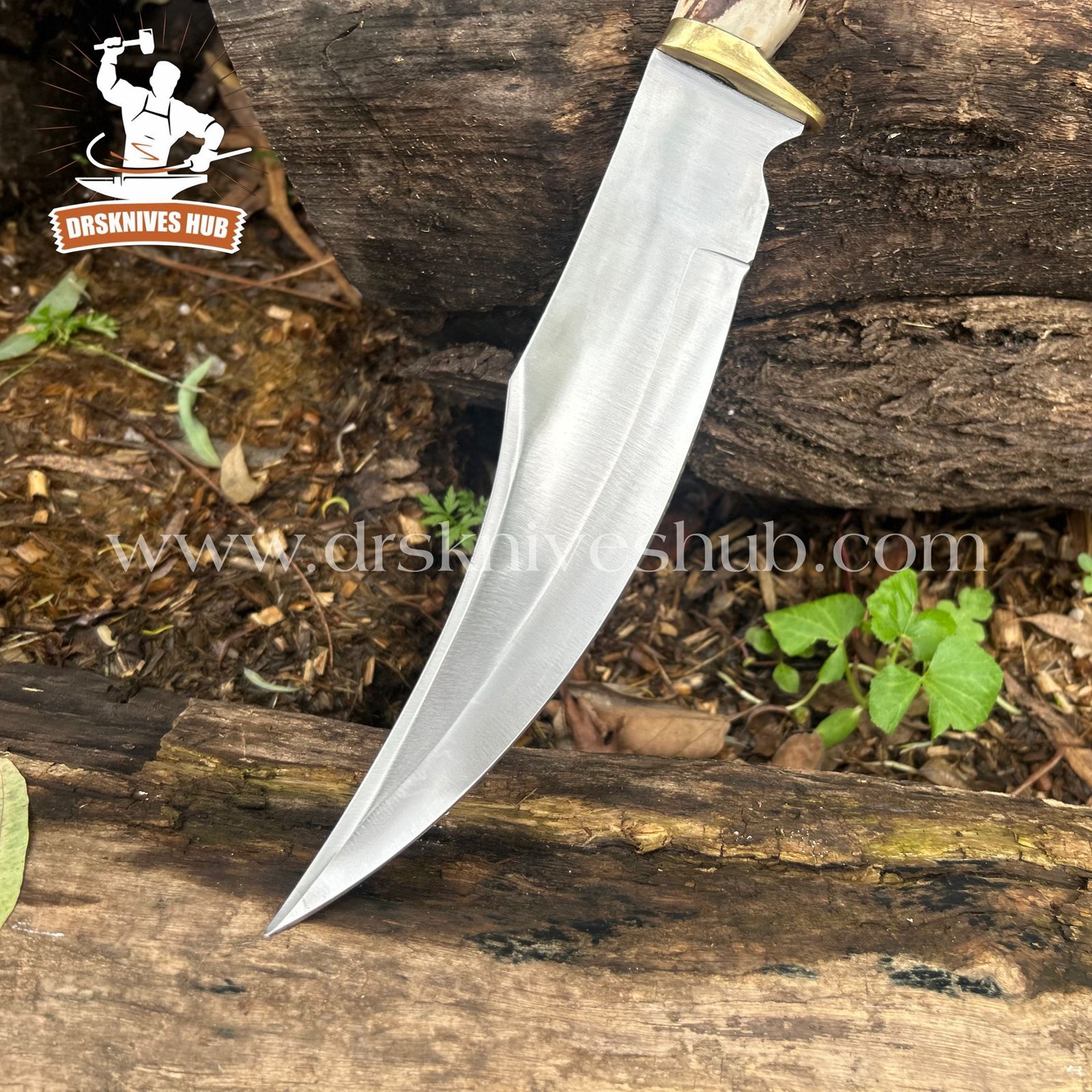 Full Tang Custom Handmade D2 Steel Clip Point Stag Antler Knife With Leather Sheath Cover | DRSKNIVES HUB