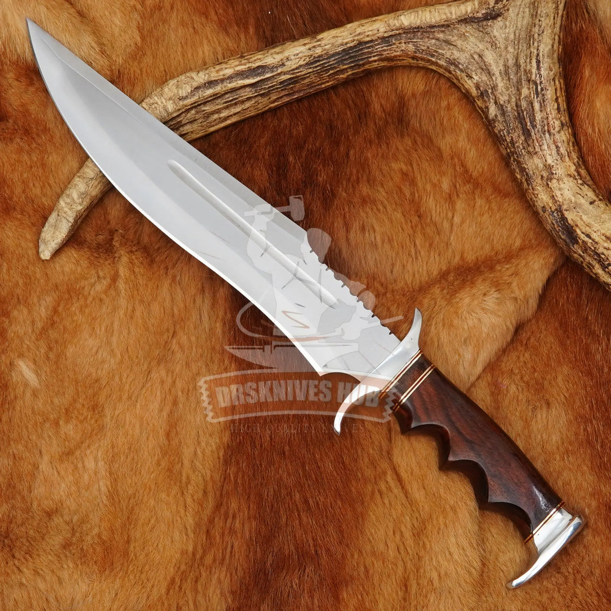 Close-up of D2 steel Bowie knife blade