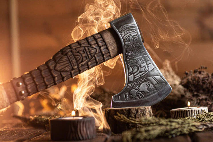 Premium Hand-Forged Viking Axe – Odin Handle with Leather Sheath | DRSKNIVES HUB