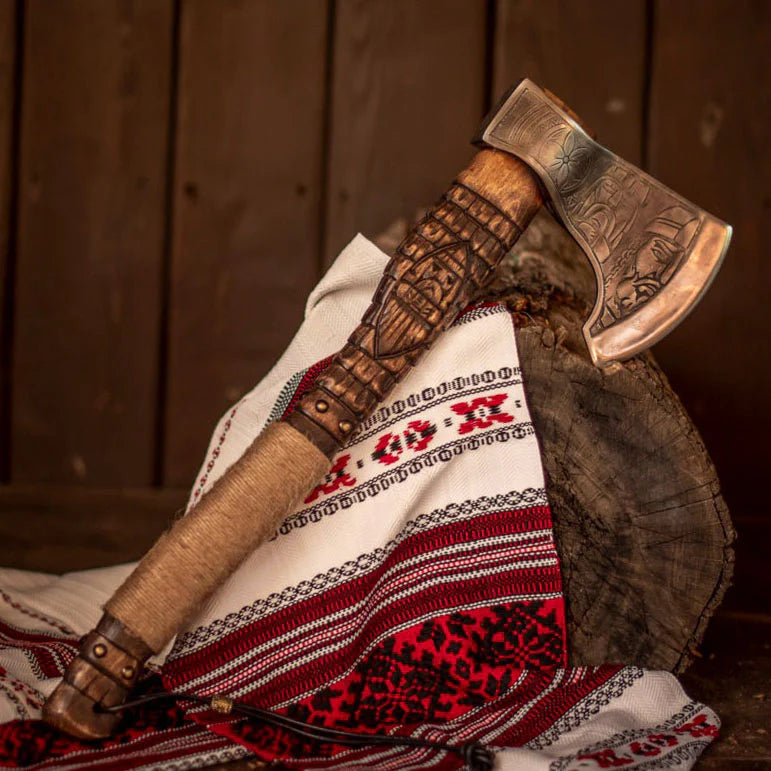 Premium Hand-Forged Viking Axe – Odin Handle with Leather Sheath | DRSKNIVES HUB