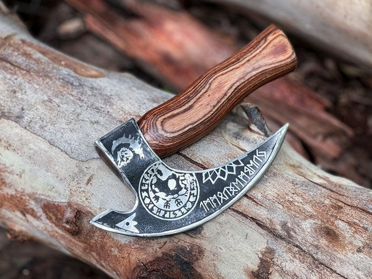 Handmade Viking Pizza Cutter – Helm of Awe with Runes | DRSKNIVES HUB 