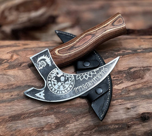 Handmade Viking Pizza Cutter – Helm of Awe with Runes | DRSKNIVES HUB 