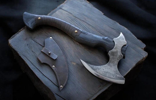 Hand-Forged Bearded Norse Axe with Leather Sheath | DRSKNIVES HUB