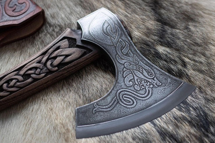 Hand-Forged Premium Viking Axe with Leather Sheath | DRSKNIVES HUB
