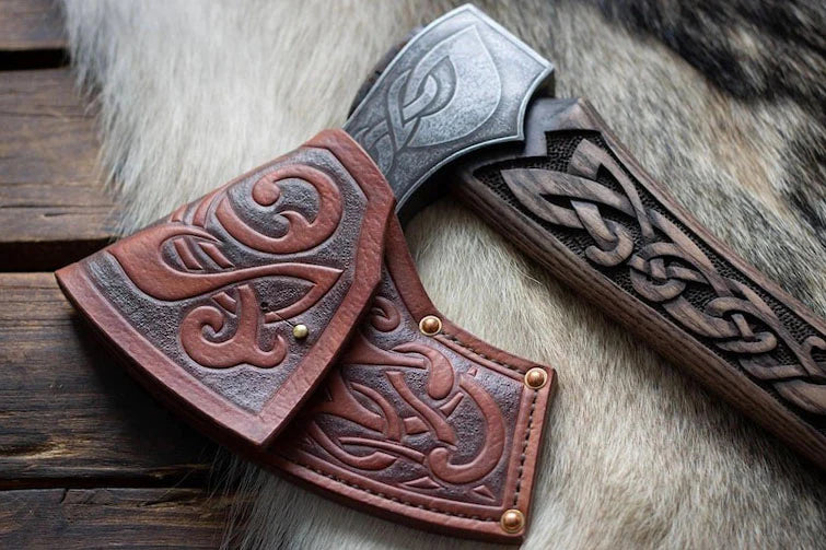 Hand-Forged Premium Viking Axe with Leather Sheath | DRSKNIVES HUB