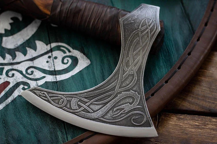 Premium Hand-Forged Scandinavian Viking Axe with Leather Sheath | DRSKNIVES HUB