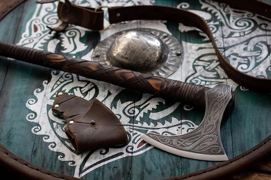 Premium Hand-Forged Scandinavian Viking Axe with Leather Sheath | DRSKNIVES HUB