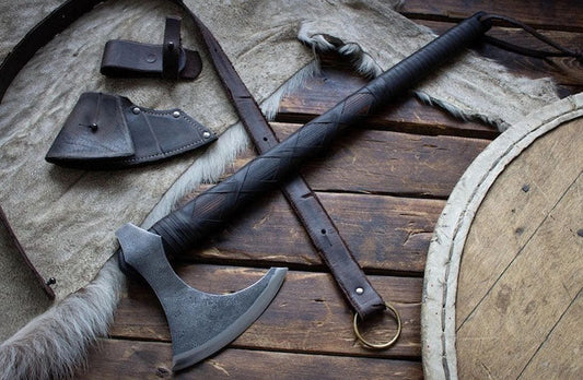 King Ragnar Lothbrok’s Legendary Viking Axe – Hand-Forged Carbon Steel Blade | DRSKNIVES HUB