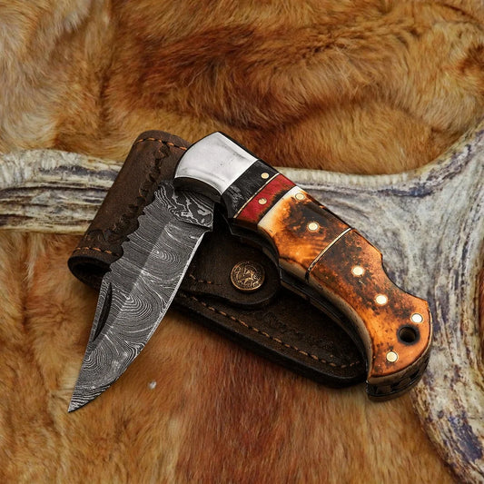 drsknives-hub-damascus-camel-bone-knife - DRSKNIVES HUB