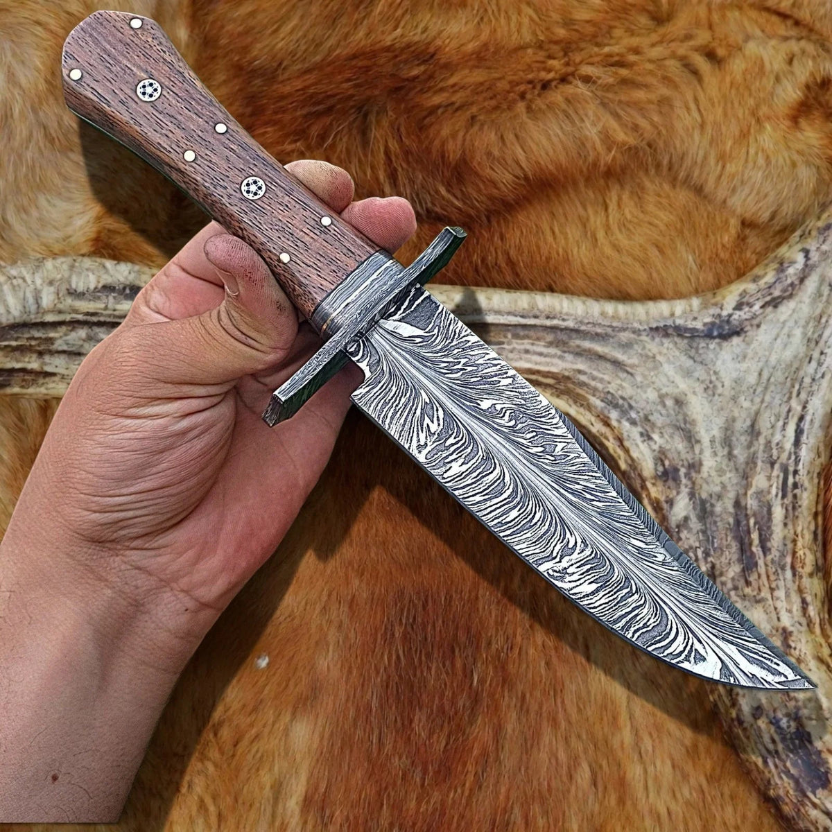 drsknives-hub-feather-damascus-bowie-knife-2 - DRSKNIVES HUB
