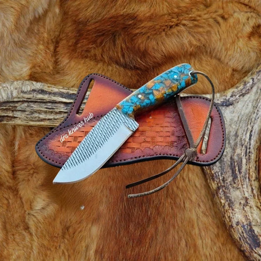 drsknives-hub-rasp-steel-turquoise-resin-knife - DRSKNIVES HUB