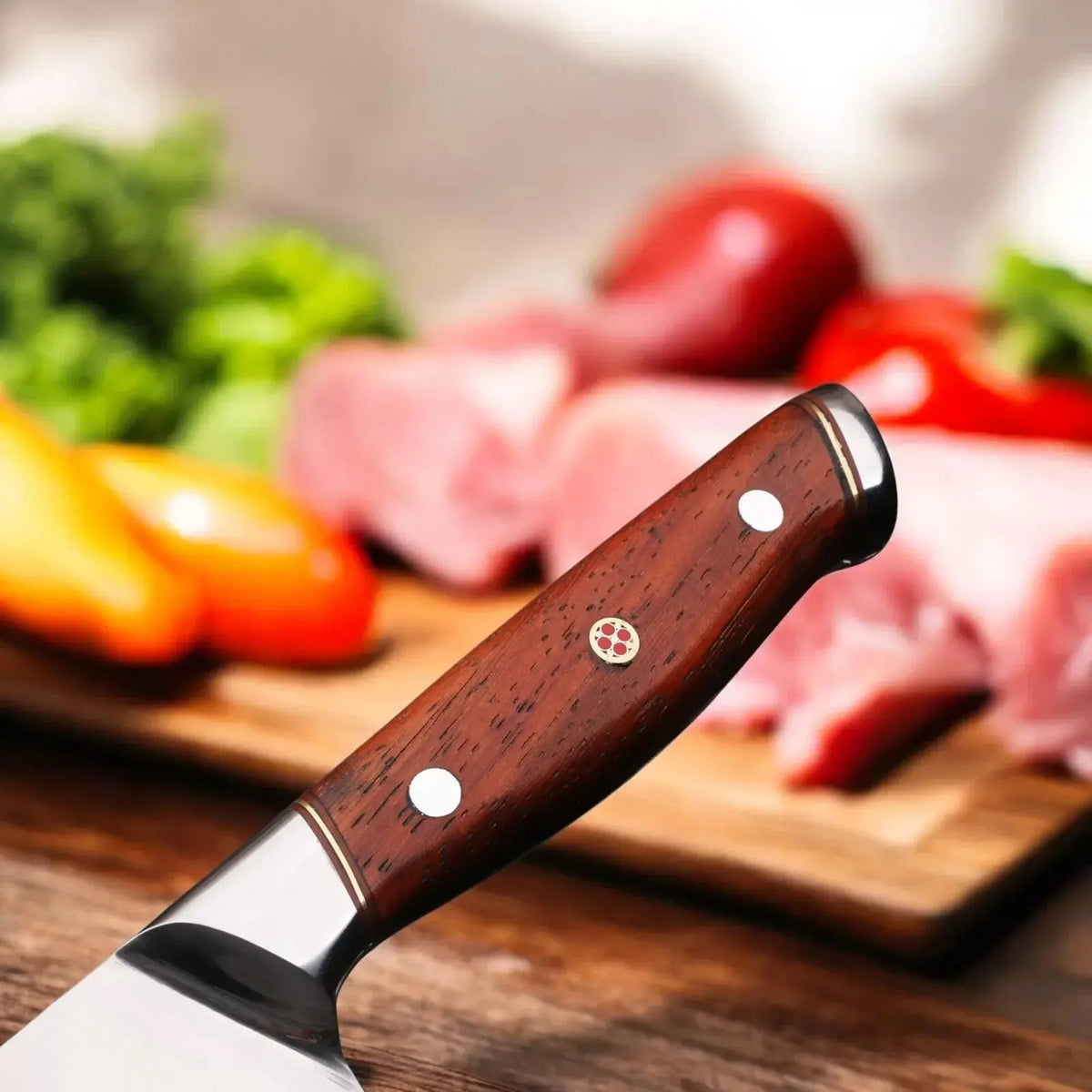 Full-tang chef knives with Padauk handles