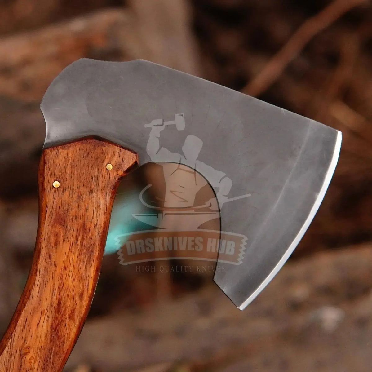 Handmade outdoor axe with leather sheath