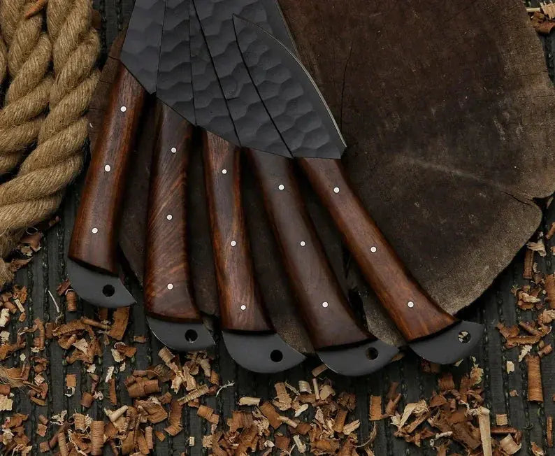 Handmade chef knife set with leather roll kit bag
