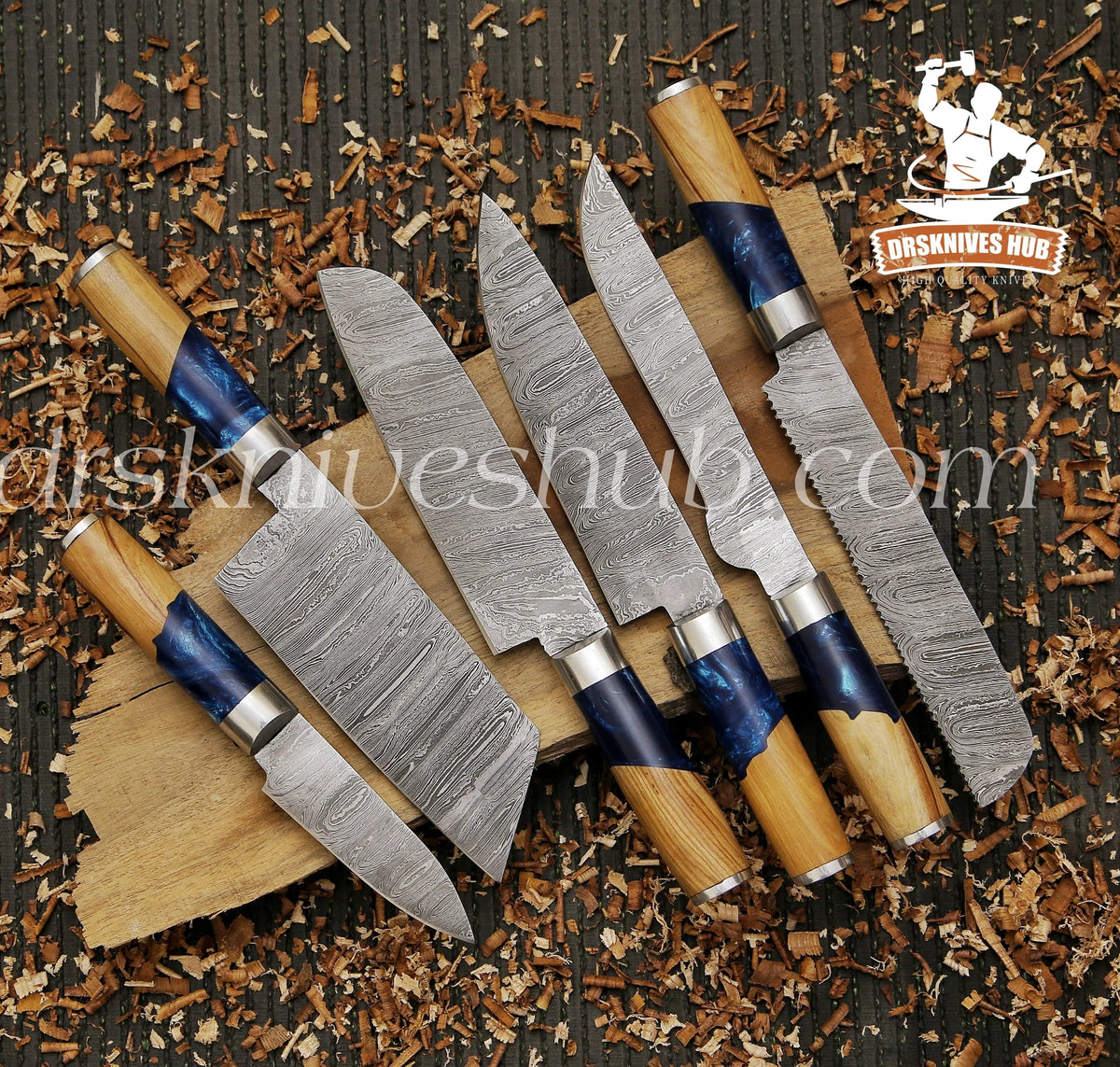 Handmade Damascus BBQ chef set