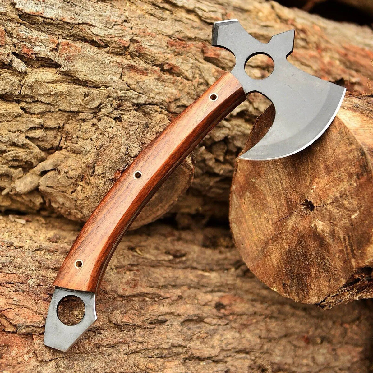 Handmade Damascus steel spike hatchet