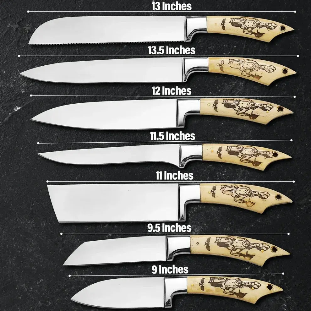 Handmade J2 steel kitchen knives with resin handles