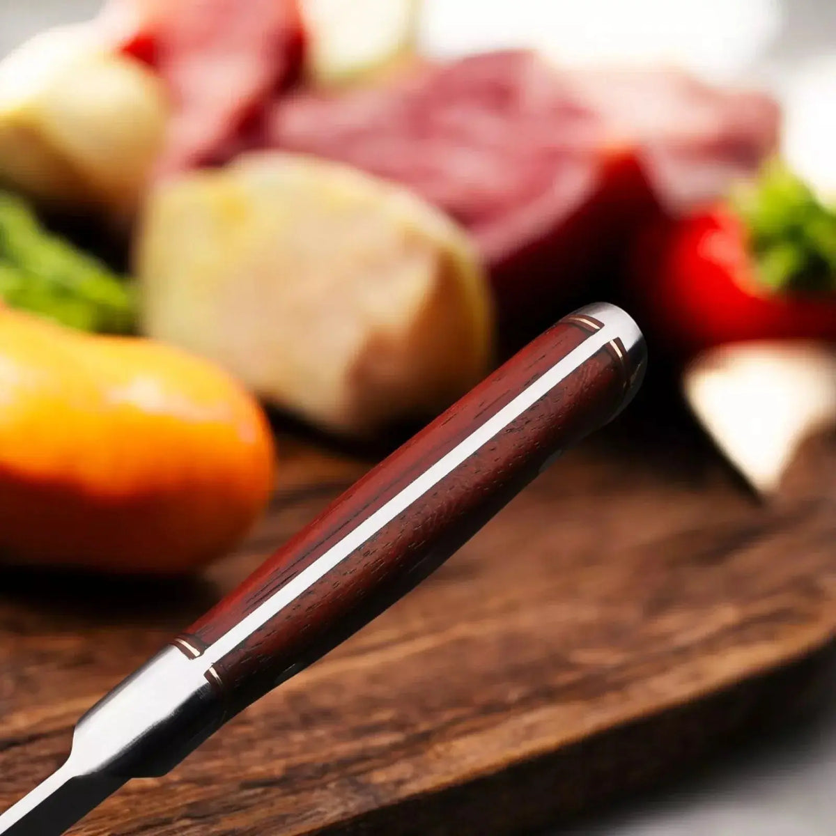 Handmade kitchen knife set with Padauk wood handles