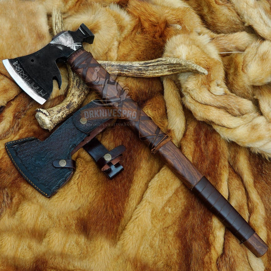 Handmade 20 inch Viking style axe with forged carbon steel head