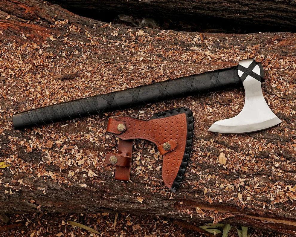20 inch Viking axe with rosewood handle and leather wrap