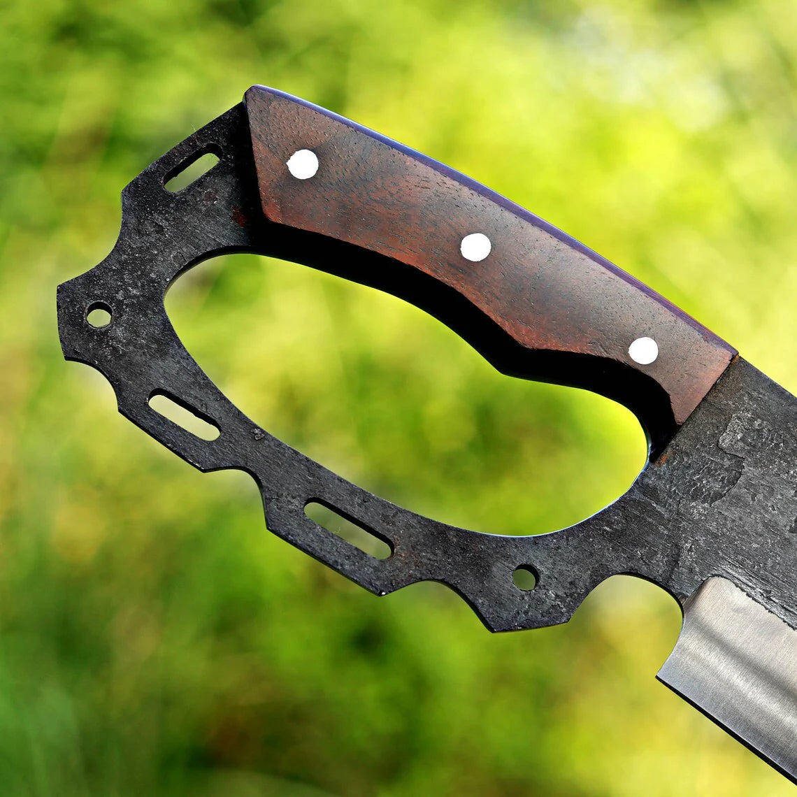 Chopper Knife Custom Handmade Carbon  Steel Splitter Chopper Knife Wood Handle With Leather Sheath Cover -Drs Knives Hub