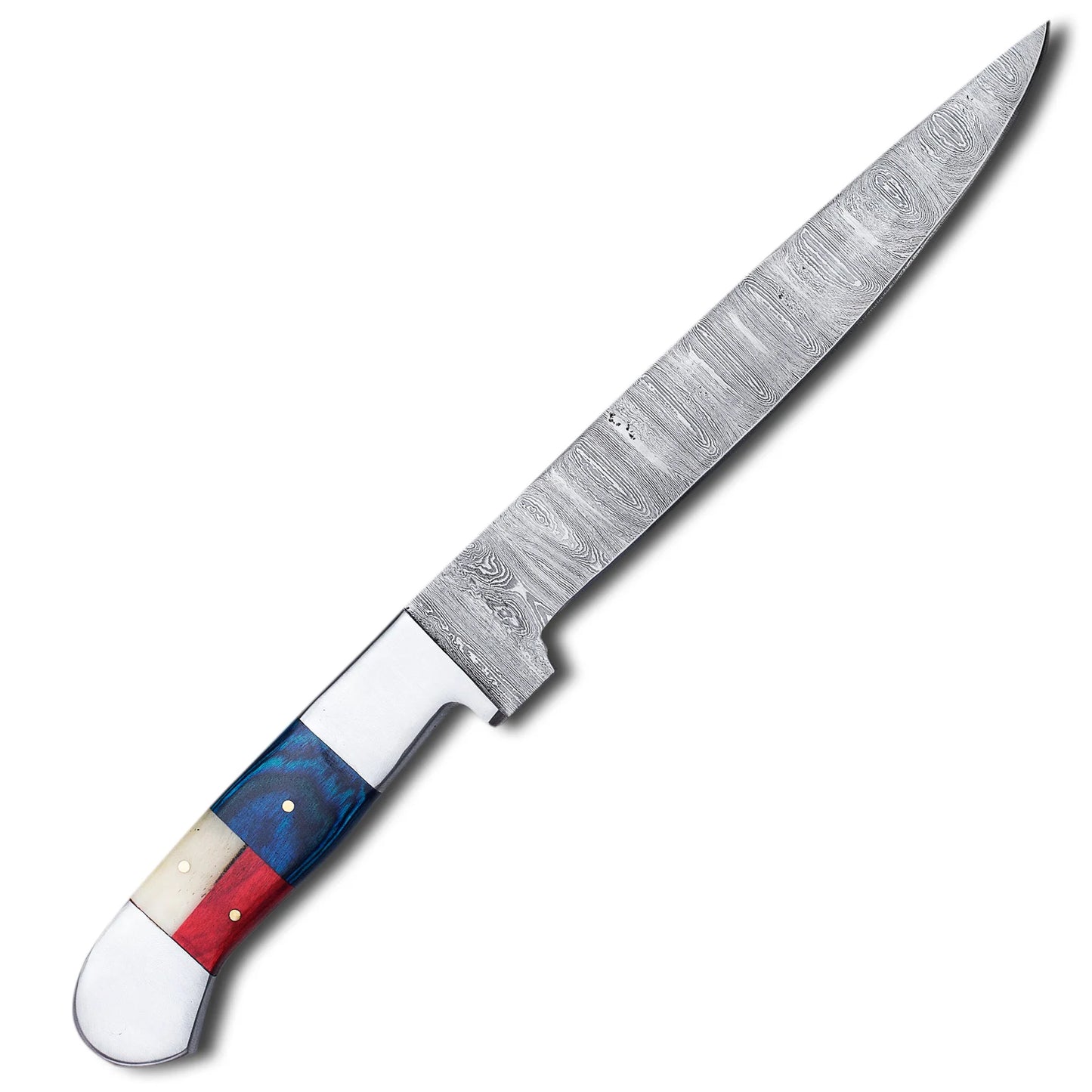 Texas Flag Handle Fishing Fillet Knife  Damascus Steel Fillet Knife, Handmade Boning Knife