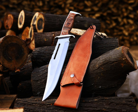 CUSTOM HANDMADE RAMBO BOWIE KNIFE WITH SHEATH || DRS KNIVES HUB
