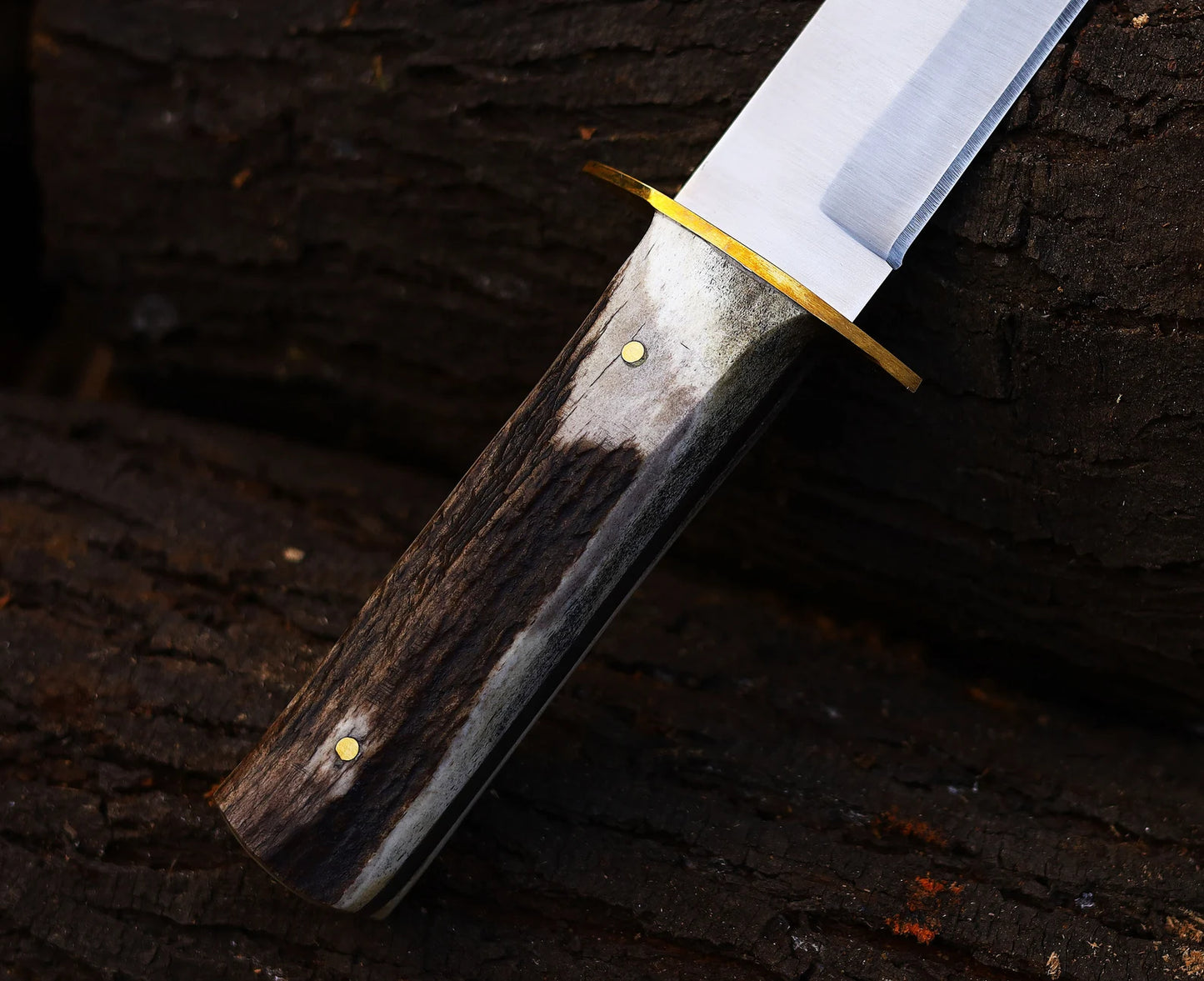 HAND FORGED J2 STEEL BOWIE KNIFE ANTLER HORN HANDLE WITH SHEATH || DRS KNIVES HUB
