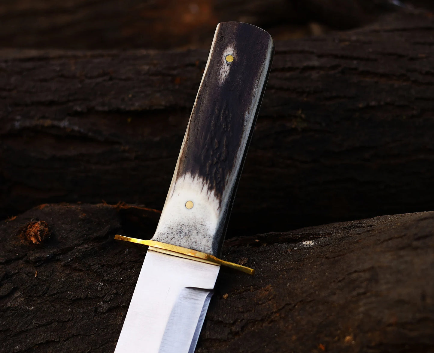 HAND FORGED J2 STEEL BOWIE KNIFE ANTLER HORN HANDLE WITH SHEATH || DRS KNIVES HUB