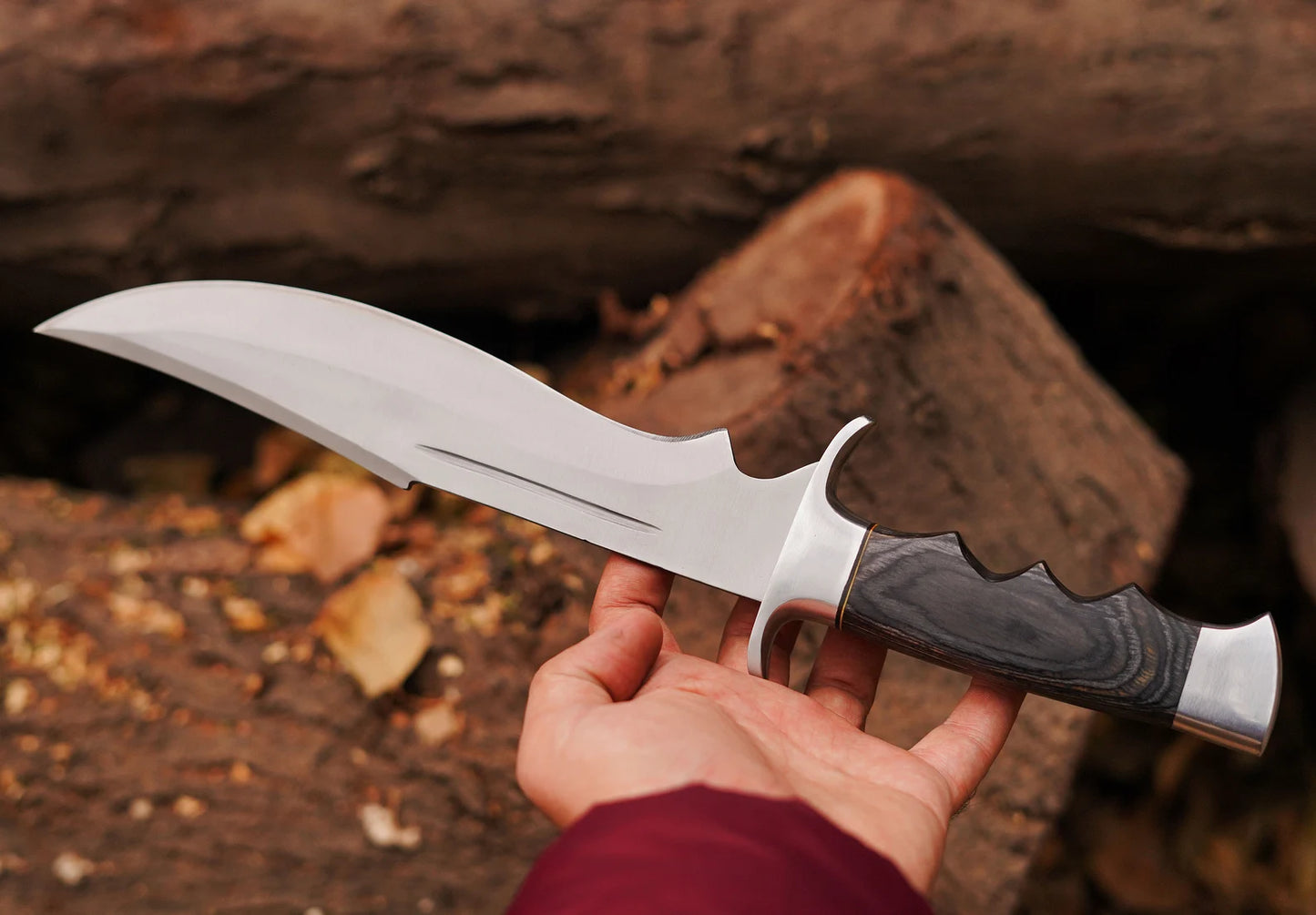 HANDMAD STAINLESS STEEL DULL POLISH BOWIE KNIFE WITH SHEATH || DRS KNIVES HUB