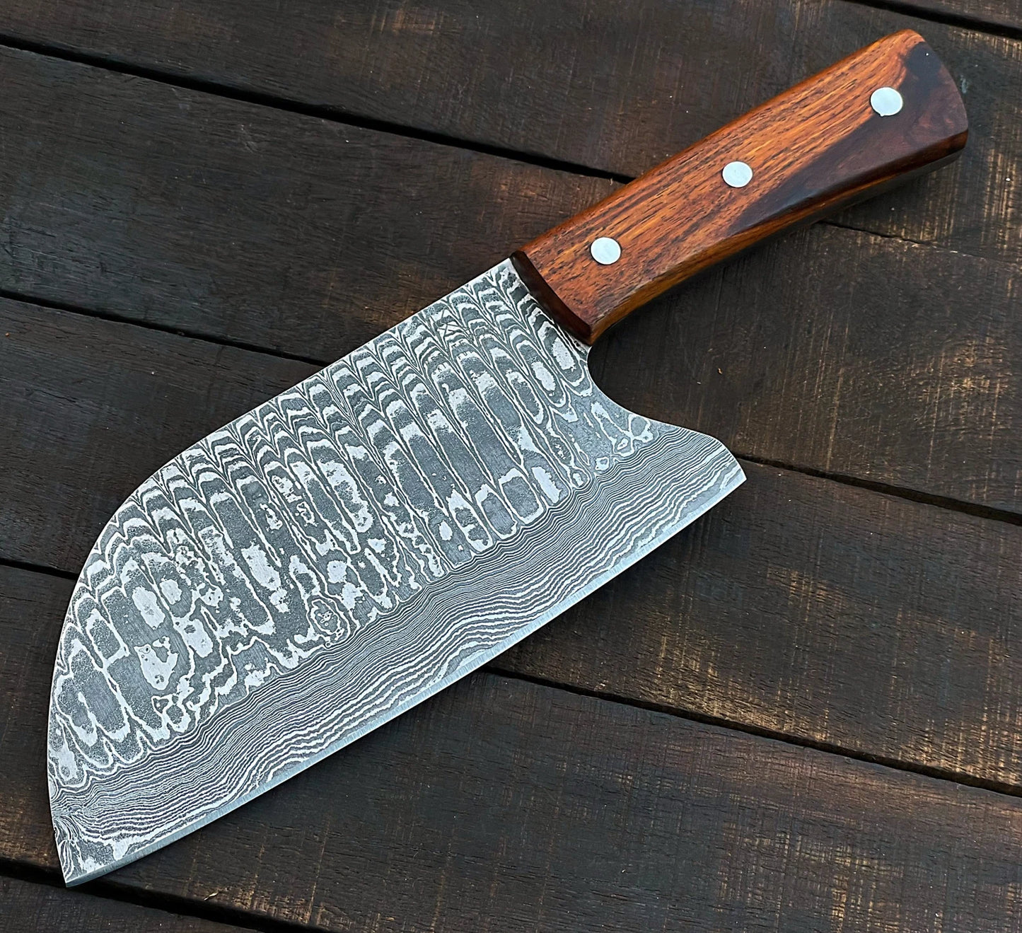 Cleaver Knife  Custom Handmade Damascus Steel Meat Cleaver Knife With Leather Sheath Cover